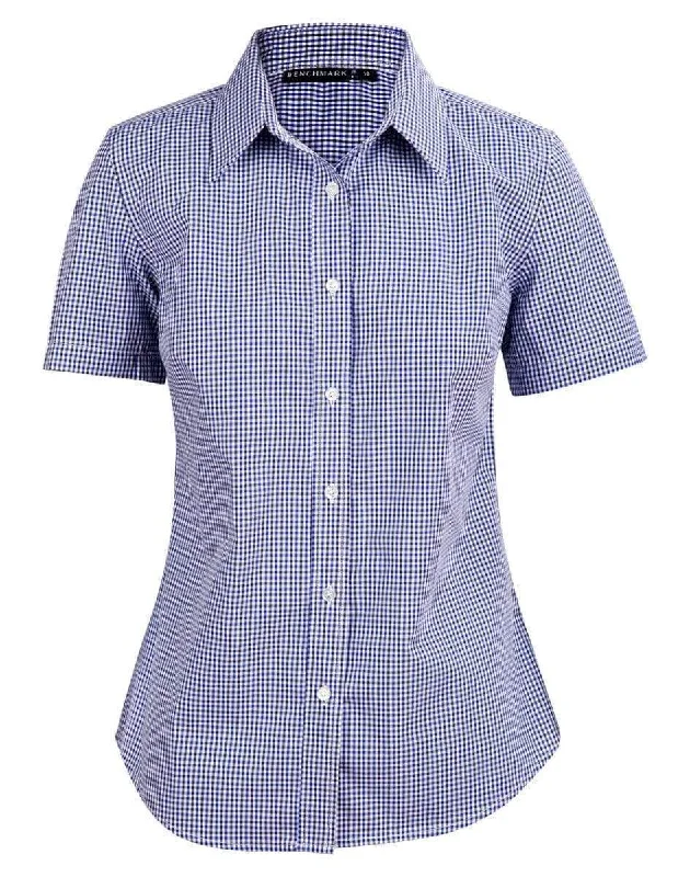 Winning Spirit Ladies’ Two Tone Gingham Short Sleeve Shirt M8320