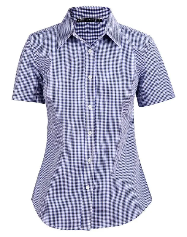 BENCHMARK Ladies’ Two Tone Gingham Short Sleeve Shirt M8320S