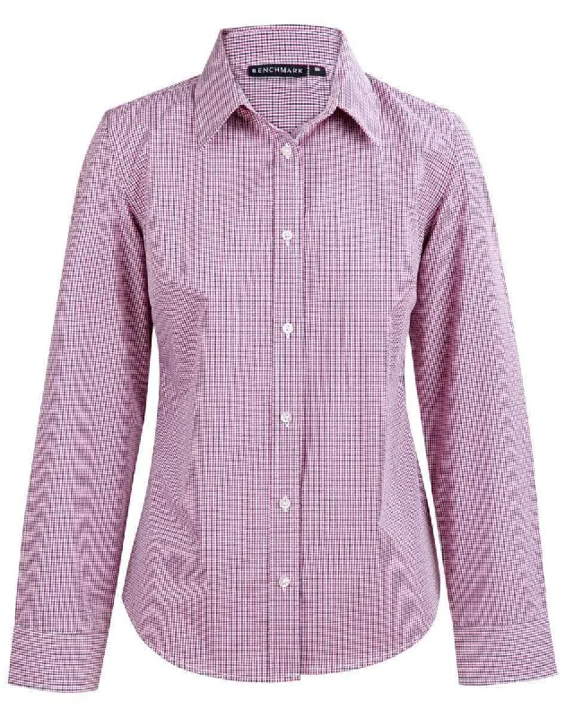 BENCHMARK Ladies’ Two Tone Mini Gingham Long Sleeve Shirt M8340L