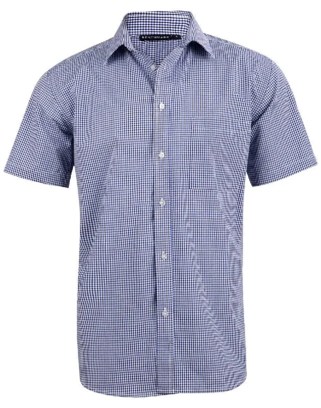 BENCHMARK Men’s Two Tone Gingham Short Sleeve Shirt M7320S