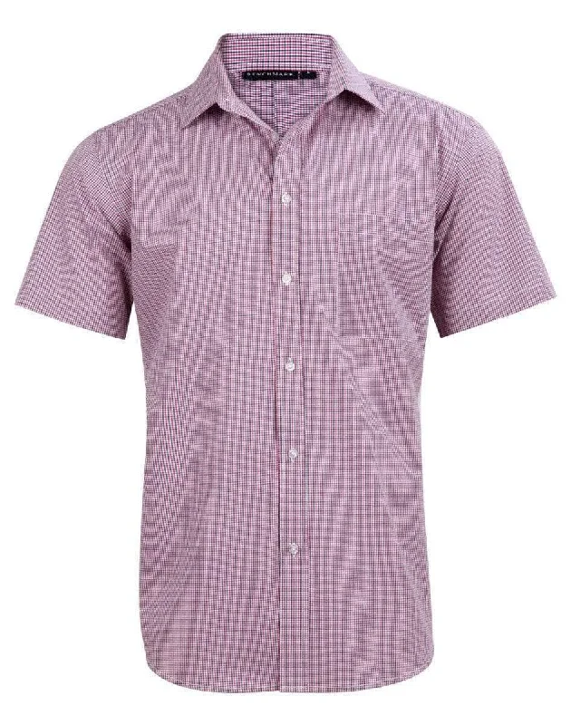 BENCHMARK Men’s Two Tone Mini Gingham Short Sleeve Shirt M7340S