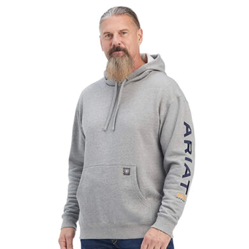 Mens Ariat Rebar Hoodie ~ Heather Grey