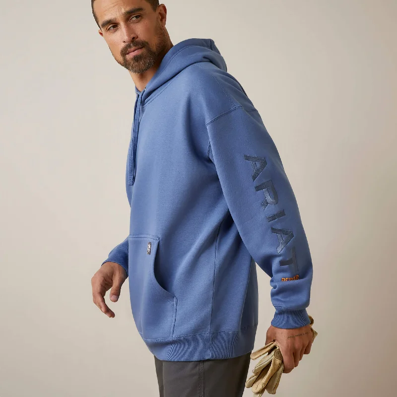 Mens Ariat Rebar Hoodie ~ Blue Costal Fjord