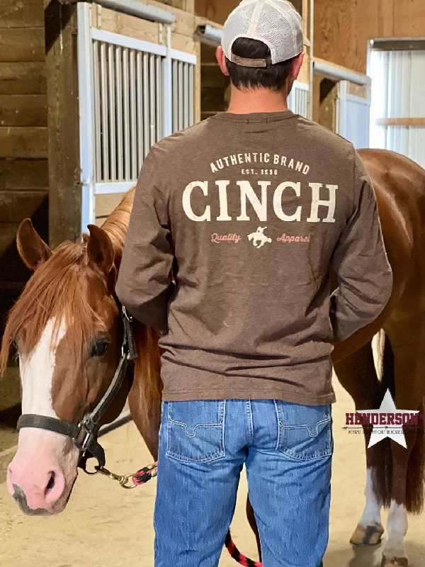 Men's Cinch Long Sleeve Tee ~ Heather Brown