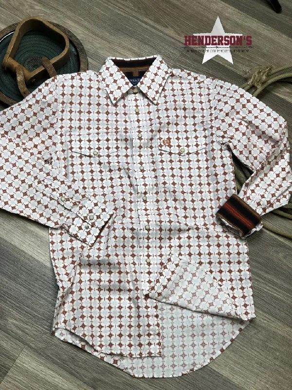 Men's Geo Print Snap ~ Rust