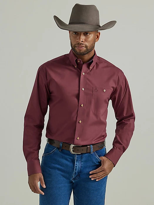 Men's George Strait Shirt by Wrangler ~ Wine