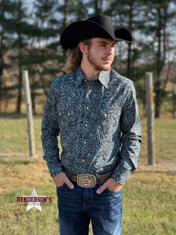 Men's Woven Paisley Snap ~ Turquoise