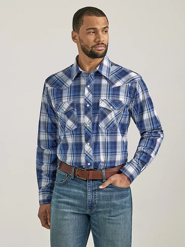 Men's Wrangler 20X Plaid ~ Blue