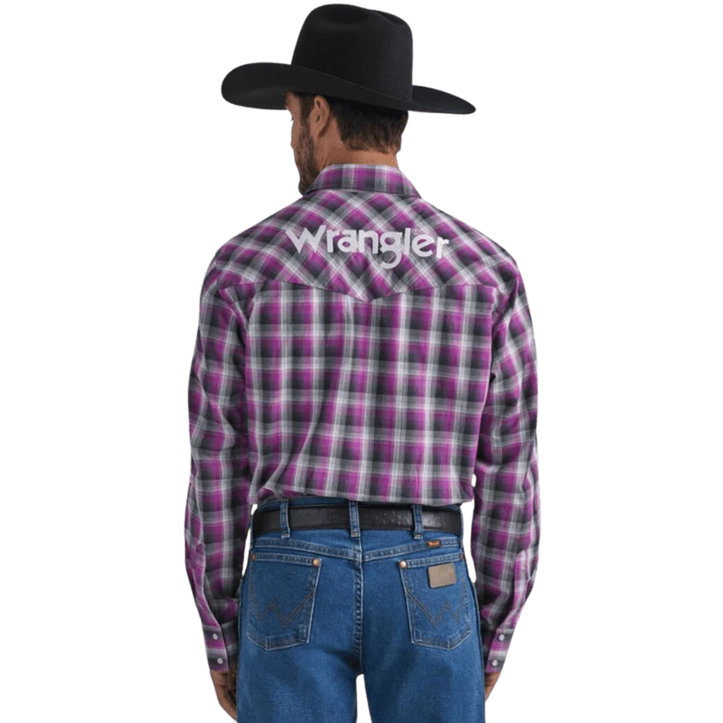 Men's Wrangler Logo Plaid ~ Purple