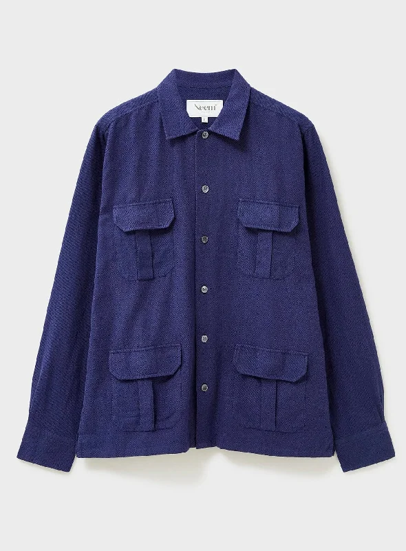 Recycled Italian Navy Flannel Over-Shirt