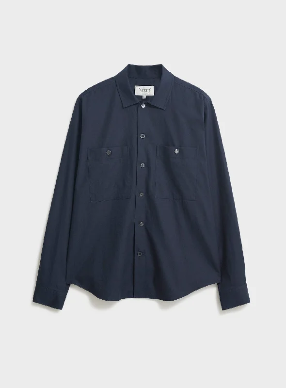 Regenerative Cotton Navy Double Pocket-Shirt