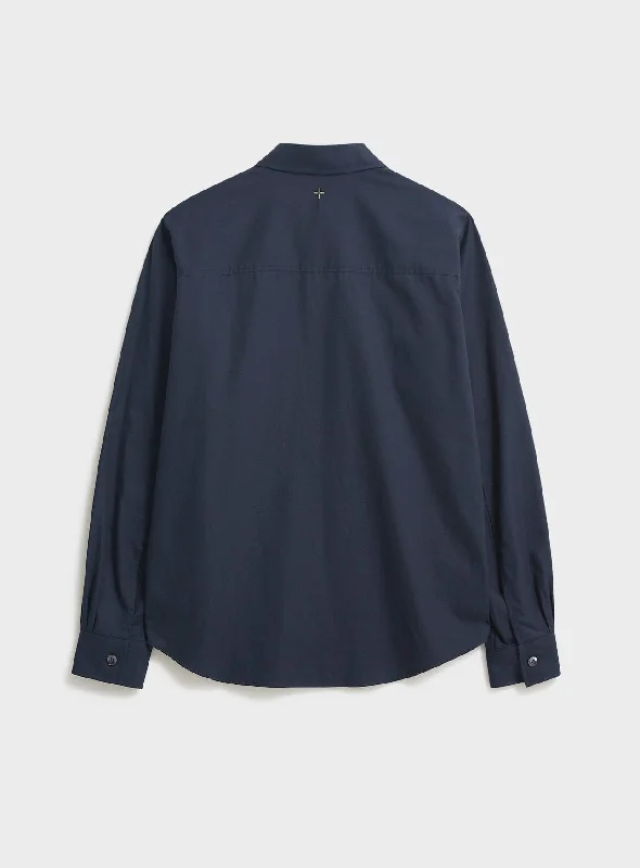 Regenerative Cotton Navy Double Pocket-Shirt