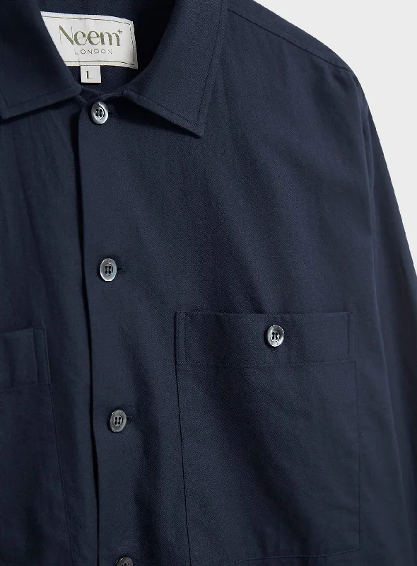 Regenerative Cotton Navy Double Pocket-Shirt