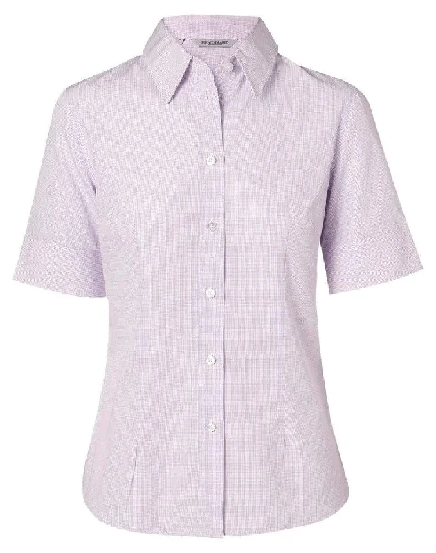 BENCHMARK Women's Mini Check Short Sleeve Shirt M8360S