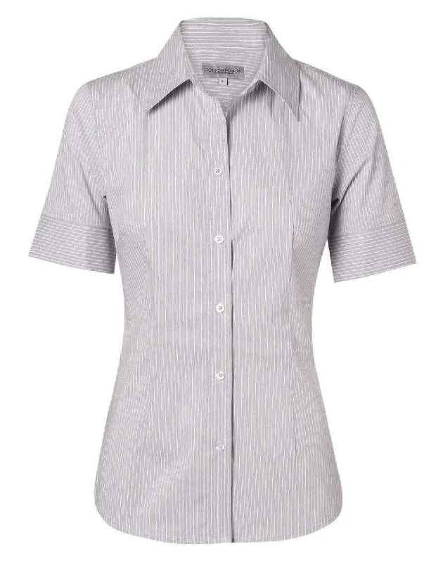 BENCHMARK Women's Ticking Stripe Short Sleeve Shirt M8200S