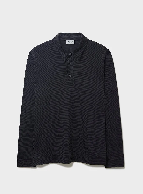 ZQ Merino Black Stripe Long Sleeve Polo