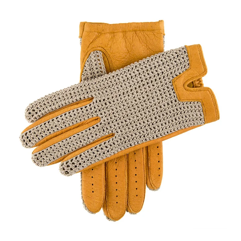 Men's Heritage Crochet-Back Peccary Leather Driving Gloves