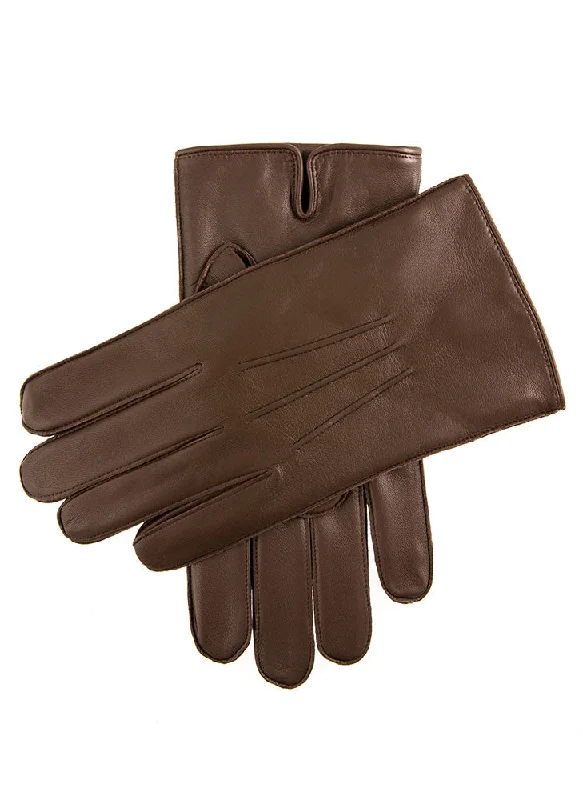 Men's Three-Point Fleece-Lined Leather Gloves