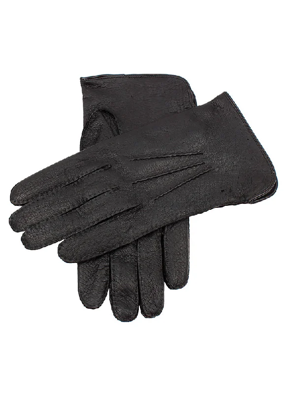 Men's Heritage Handsewn Three-Point Silk-Lined Peccary Leather Gloves