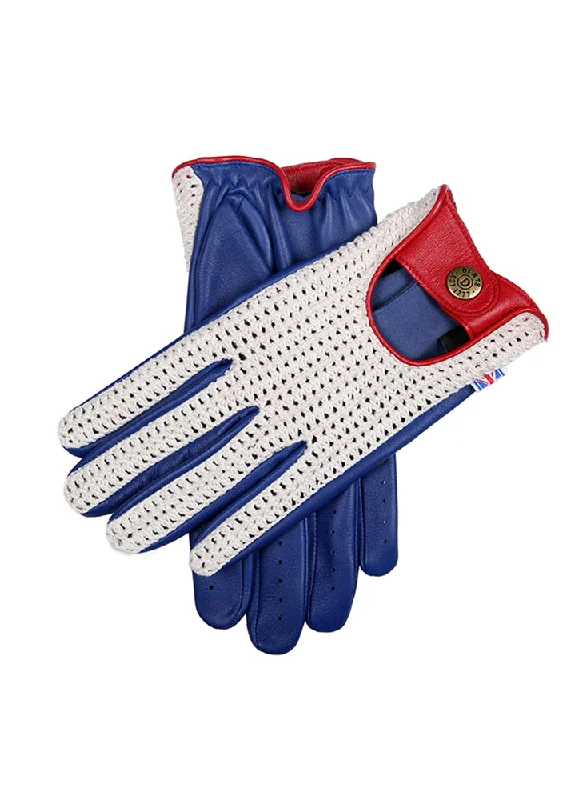 Men’s Heritage Union Jack Crochet-Back Leather Driving Gloves