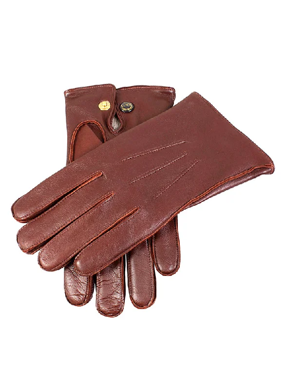 Men's Three-Point Wool-Lined Leather Officer's Gloves