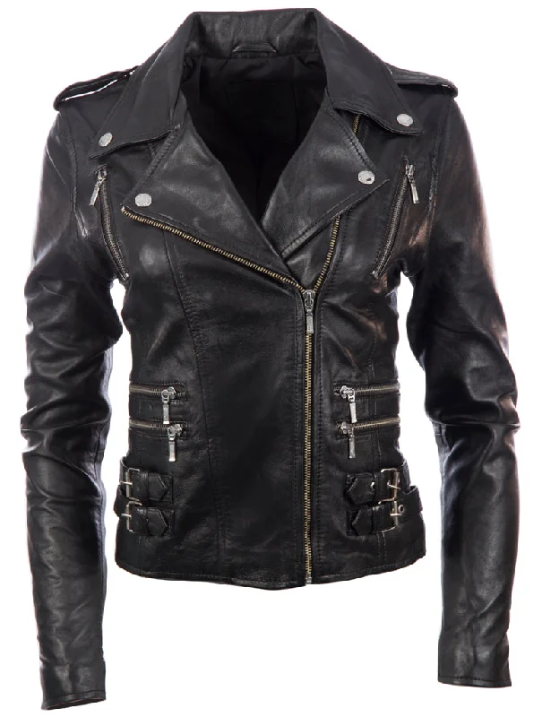 AGSM Women's Biker Jacket - Black