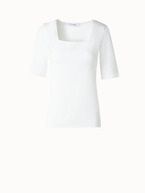 Square Neck Half Sleeve T-Shirt in Modal