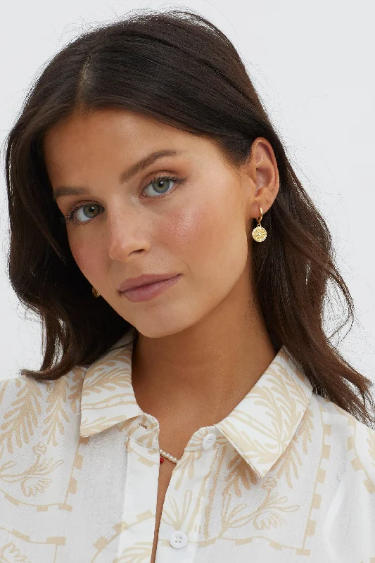 Inca Coin Dangle Earrings Gold