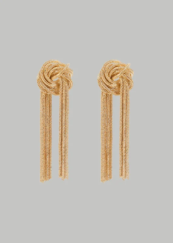 Sage Knot Chain Tassel Earrings