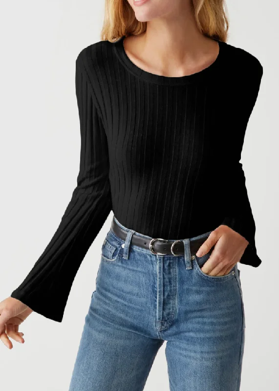 Valerie Bell Sleeve Top- Black