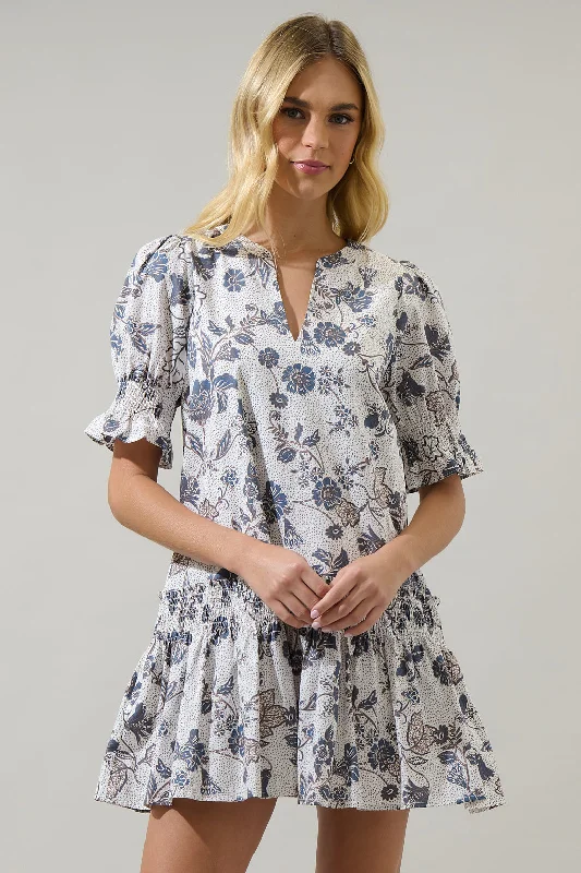 Bryony Floral Marinella Smocked Mini Dress