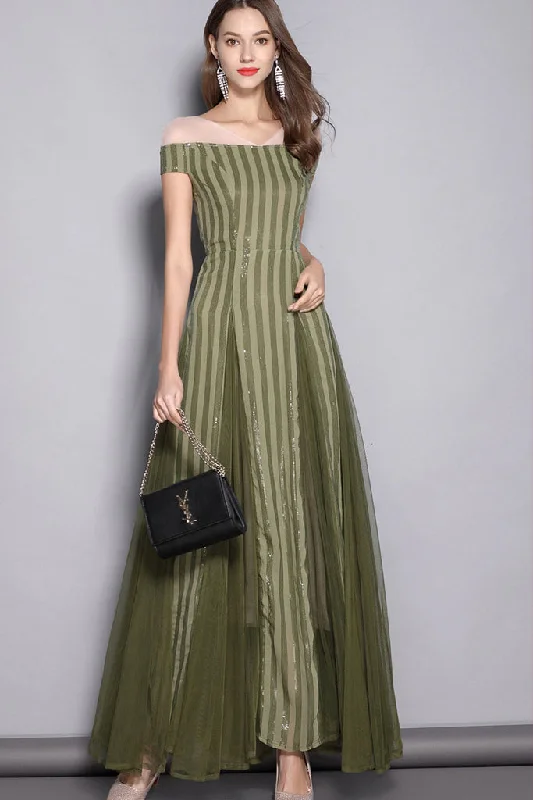 CAP SLEEVE CONTRAST MAXI FORMAL DRESS