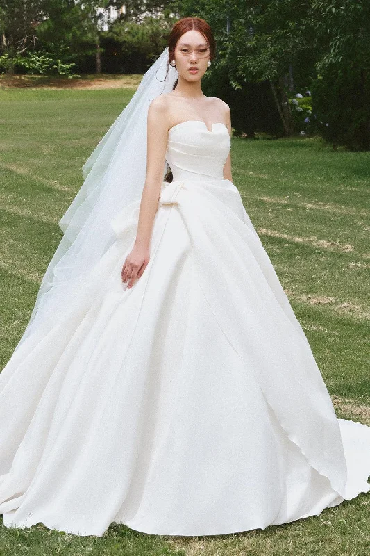 Elvina Ball Gown Draped Organza Floor Length Dress