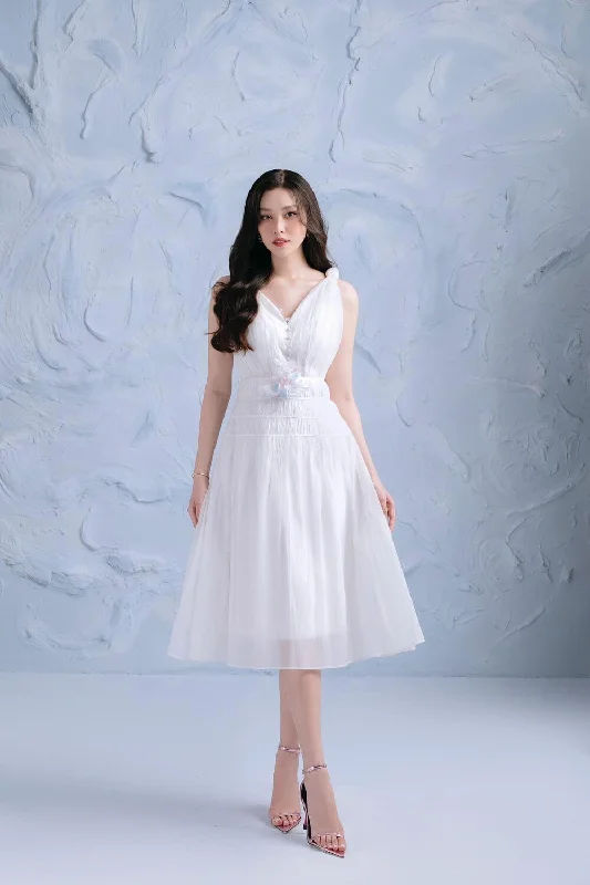 Foggy A-line V-Neck Organza Above The Knee Dress