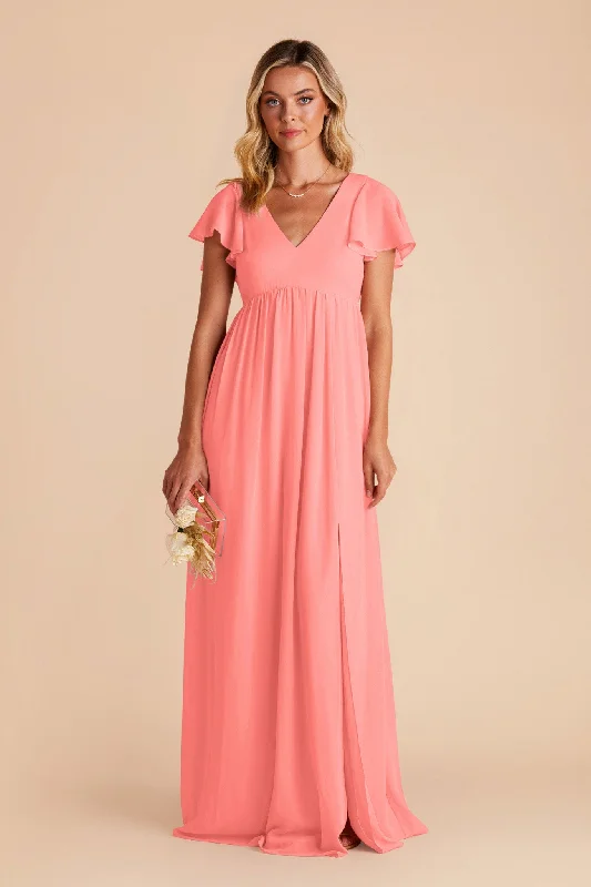 Hannah Empire Dress - Coral Pink