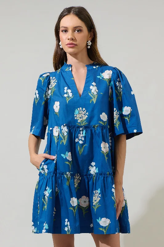 Madison Floral Dixie Split Neck Shift Dress