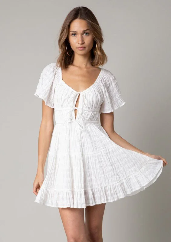 Ophelia White Butterfly Sleeve Mini Dress