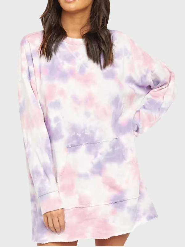 Chic tie-dye long sleeve dress