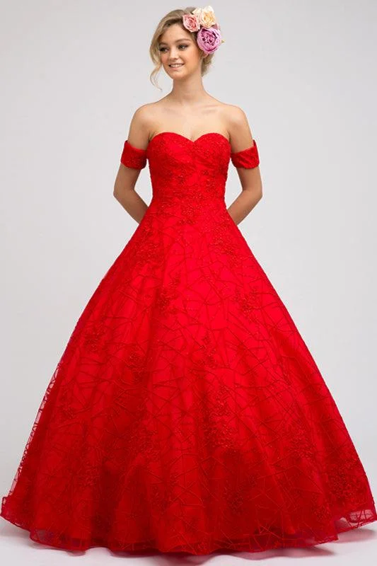 Quinceanera Prom Long Strapless Lace Ball Gown