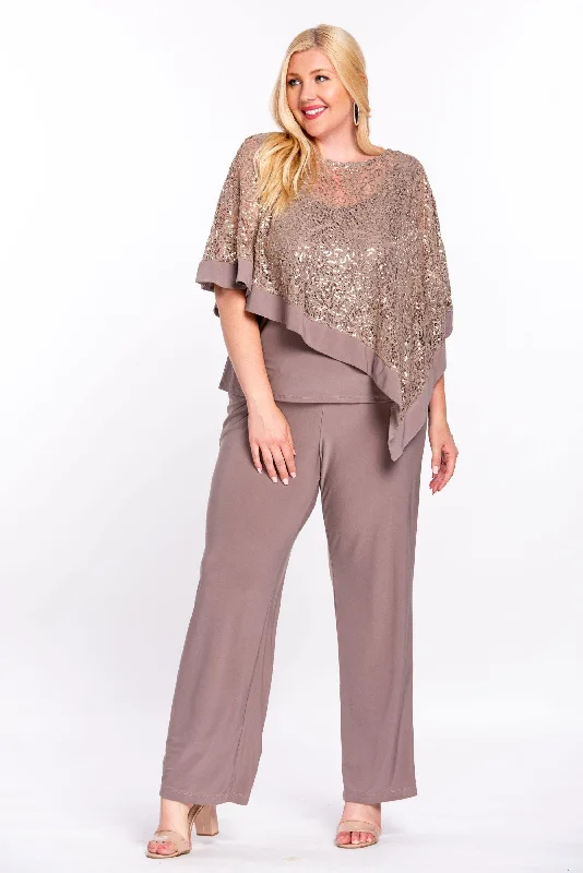 R&M Richards 8998 Long Formal Poncho Pant Suit