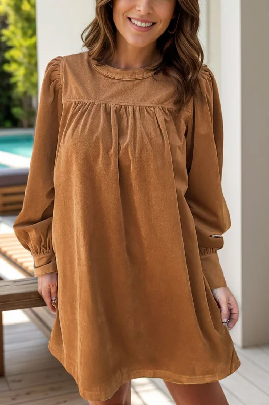 Ruched long sleeve dress - 100% polyester