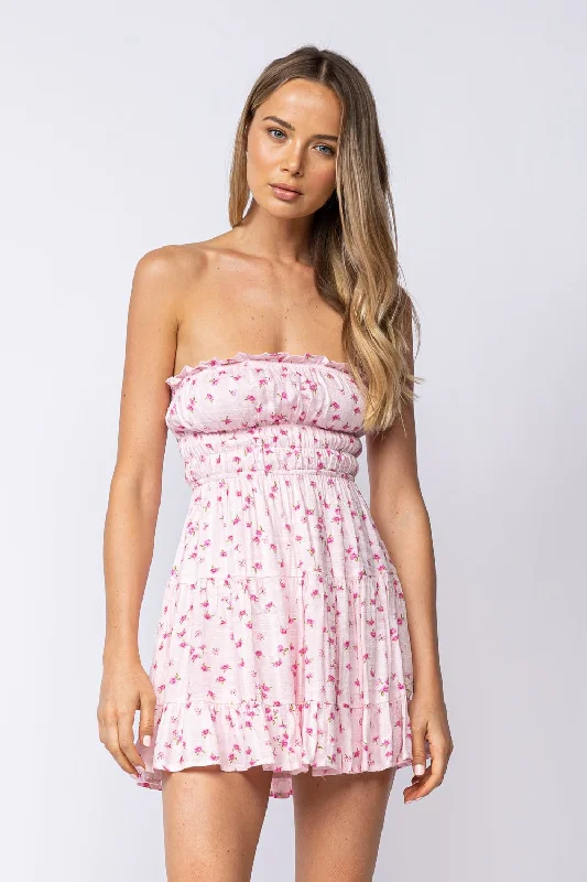 Sarah Spring Pinky Strapless Mini Dress