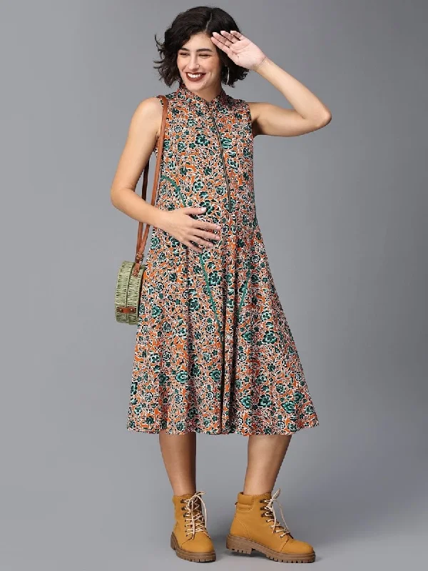 Somewhere Sunset Floral Maternity And Nursing Dress